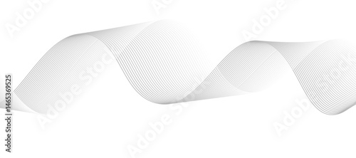 Abstract vector design featuring smooth gray wave lines flowing horizontally across a light background. The waves should have a soft gradient and overlapping transparency effects.