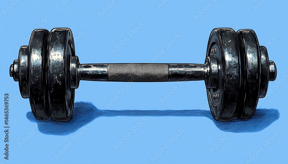 Fototapeta premium A meticulously detailed illustration of a weightlifting barbell.