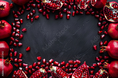 Pomegranate Frame with Black Background