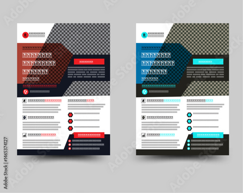 a bundle of 2 templates of different colors a4 flyer template, modern business flyer template, abstract business flyer and creative design, IT company flyer and editable vector template design