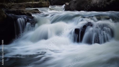 Fast-flowing river cascading over rocks
