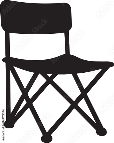 _Silhouette of a folding camping chair, simple and portable, white backdrop__traced