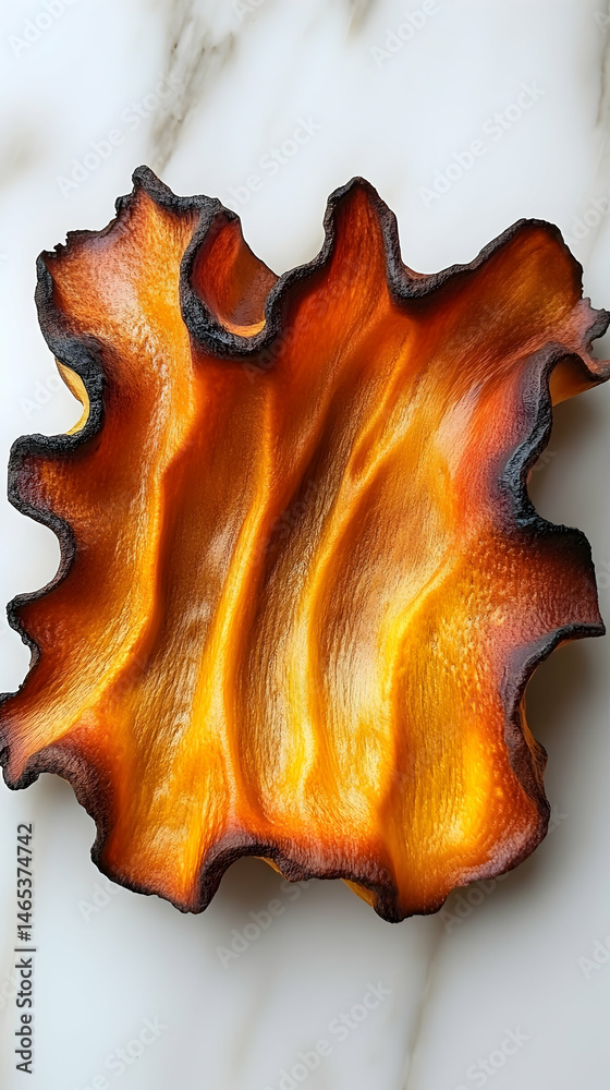 Fototapeta premium A sculpted, flamed, orange-gold, decorative dish