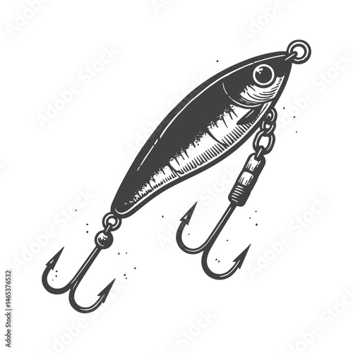 Vintage Hand-Drawn Fishing Lure Side View Illustration – Angler Gear Engraved Style Vector for T-Shirts, Posters, Stickers, and Outdoor Fishing Themes Apparel