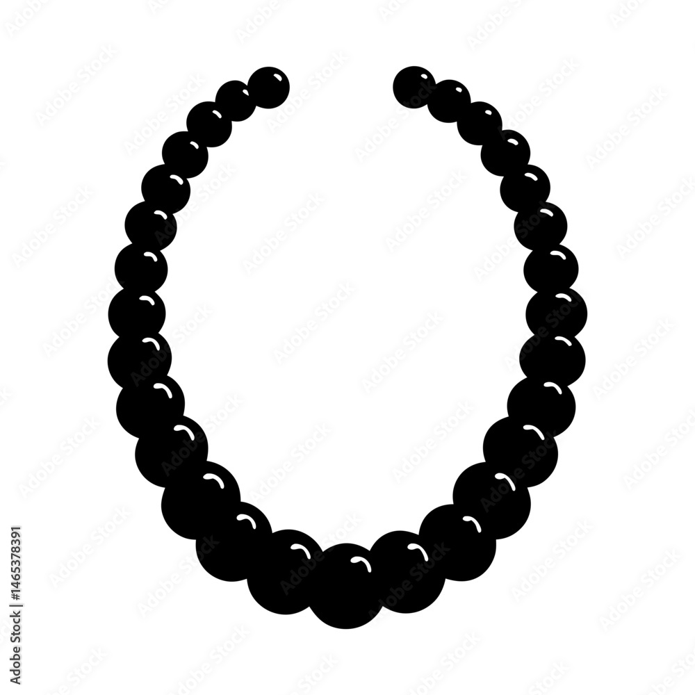 Fototapeta premium Wood Bead Necklace silhouette vector