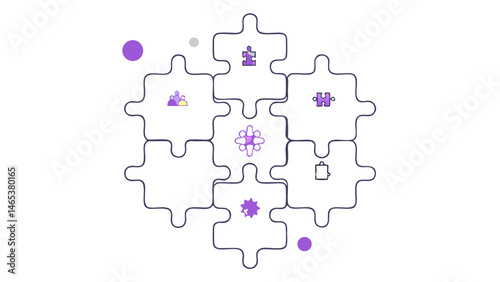 Teamwork puzzle pieces collaboration solution graphic design visual teamwork concept purple pastel