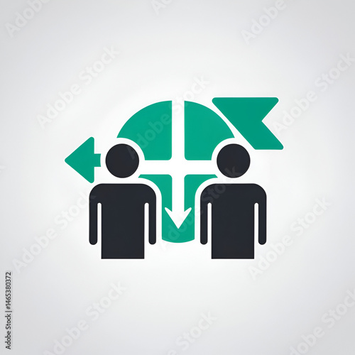Exchange user icon pictogram simple design, person turnover swap staff vector glyph symbol, leader replace switch transfer vector , succession change people shift arrow  image. Vector illustration.