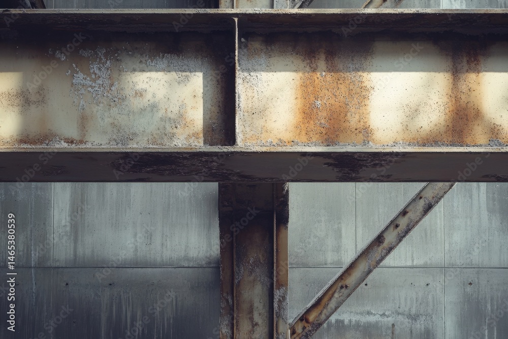 Industrial metal beams and support structure detail. Industrial metal beams and support structure detail.