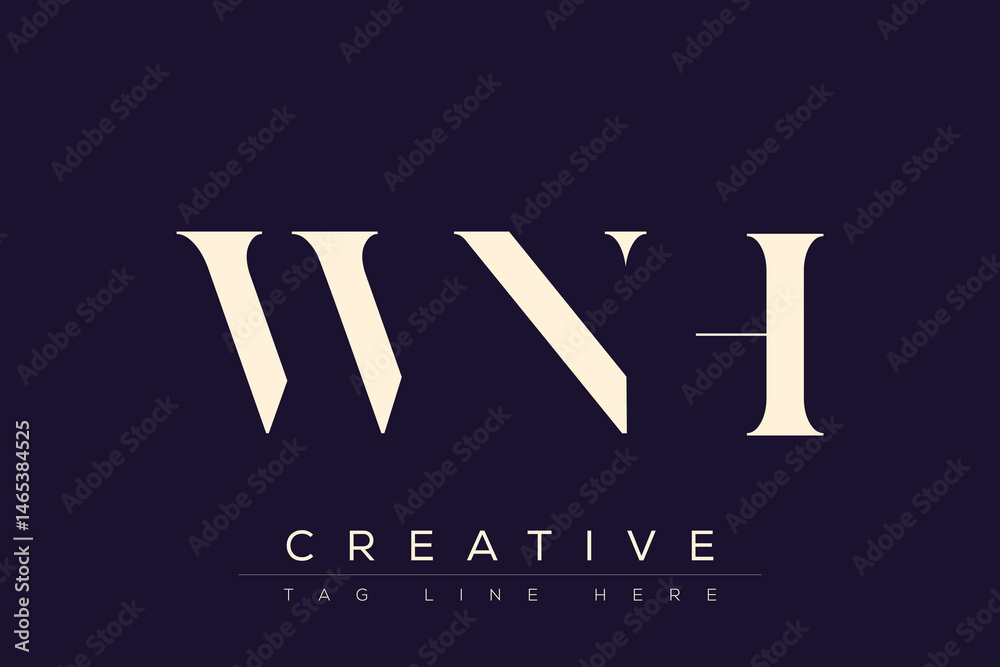 Fototapeta premium WNH abstract letter logo design. This logo is designed by three abstract letters.