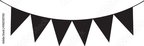 Triangular Bunting Silhouette Vector | Festive Black Vector Art Illustration for Party Decor