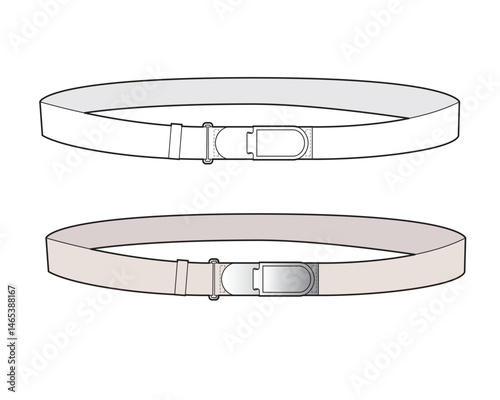 Interlocking leather belt mockup template vector design technical illustration.