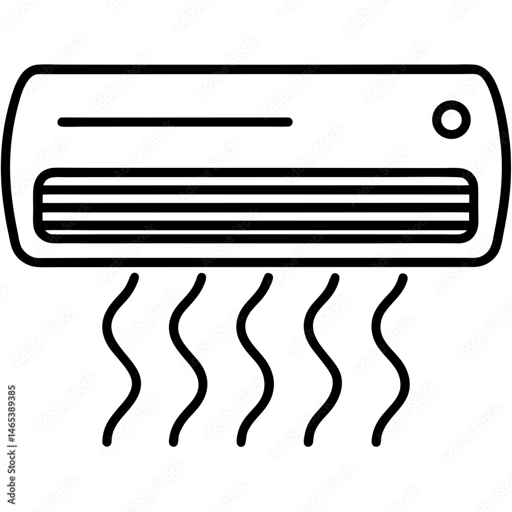 Line Art Illustration of a Wall Mounted Air Conditioner Line Art Illustration of a Wall Mounted Air Conditioner