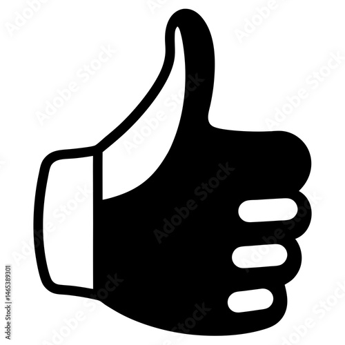 Black and White Thumbs Up Hand Gesture Icon
