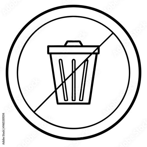 No Littering Sign Waste Disposal Prohibition Icon