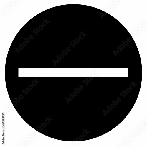 Black Circle with Horizontal White Line Graphic Design Element