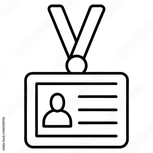Simple Line Icon of an Identification Badge with Lanyard