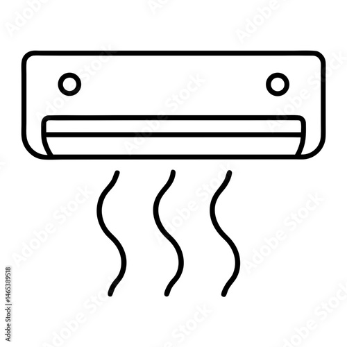 Line Art Icon of Air Conditioner Unit Blowing Cool Air