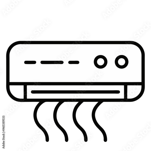 Simple Line Icon of a Modern Air Conditioner Unit