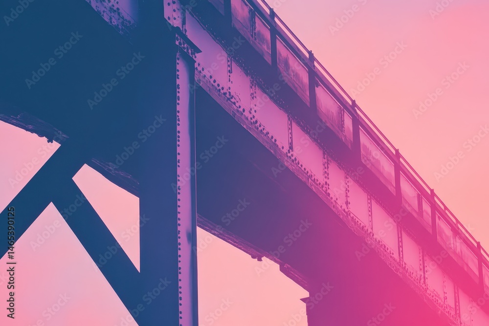 Fototapeta premium Elevated metal structure with a vibrant color gradient.