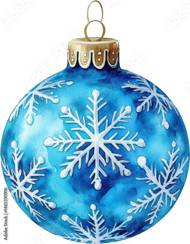 Beautiful Blue Christmas Ornament with Snowflakes