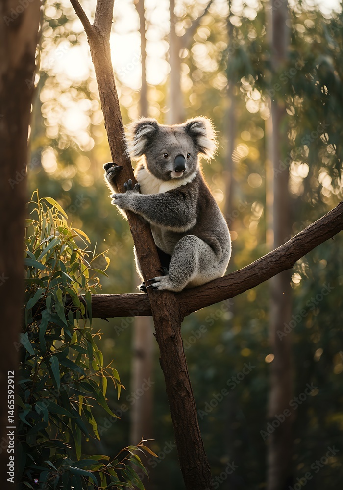 Fototapeta premium Golden Hour Koala AI Generated