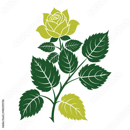 152  Vactor Rose leaf green Rose silhouette rose flower Valentine Roses 