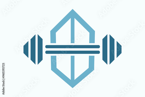  Minimalist Barbell and Shield Gym Logo, Strength & Fitness Emblem Design