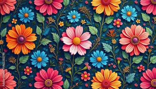 Intricate floral pattern, repeating seamlessly , spring, white, purple