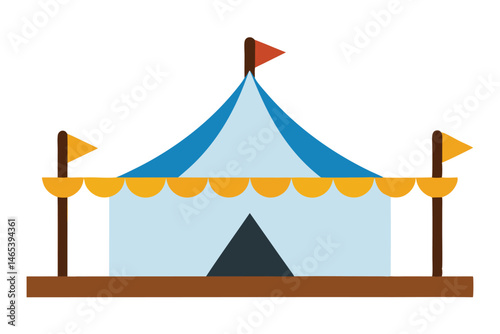Colorful Cartoon Circus Tent with Flags Ready for a Fun Event