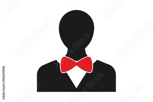 A sophisticated silhouette of a figure donning a stylish red bowtie