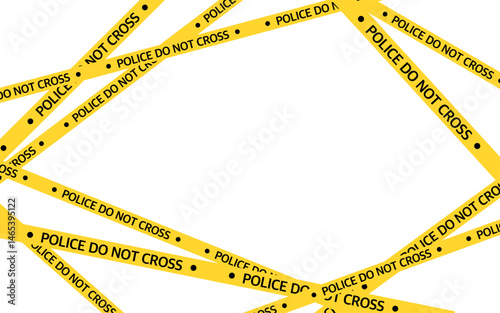 Caution tape warning vector illustration with yellow and black hazard stripes. Ideal for safety signage, construction zones, restricted areas, or alert graphics in Graphic Design and editorial design.