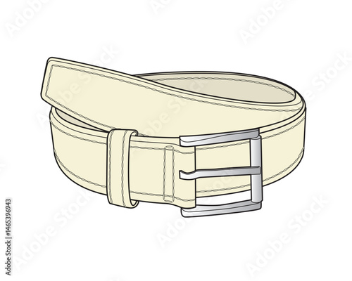 Buckle belts technical illustration vector mockup template.