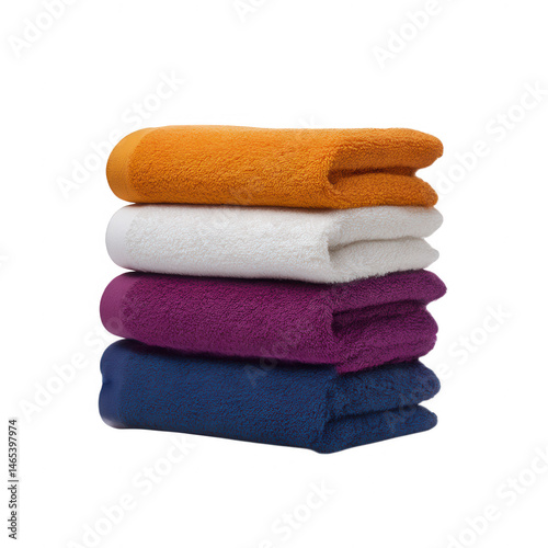 Stack of folded towels on transparent background