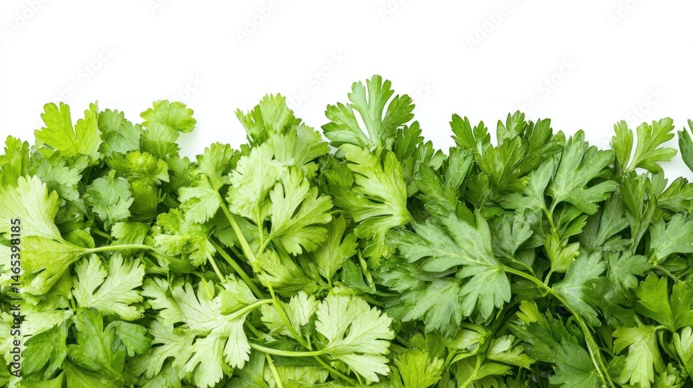 Obraz premium Fresh cilantro leaves arranged in a border