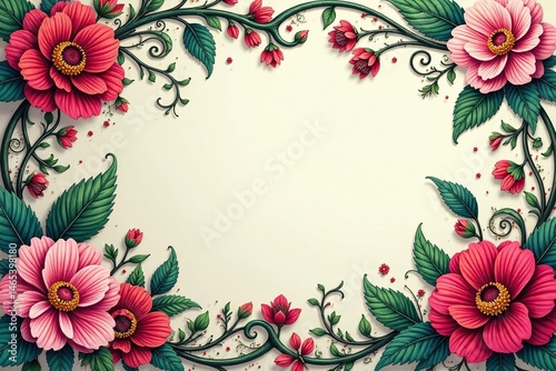 Intricate floral damask, swirling vines & leaves, design element, surface pattern, ornate