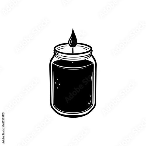 candle in glass jar on white background  .svg