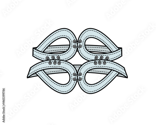 Female cinch belts mockup template vector design technical illustration.