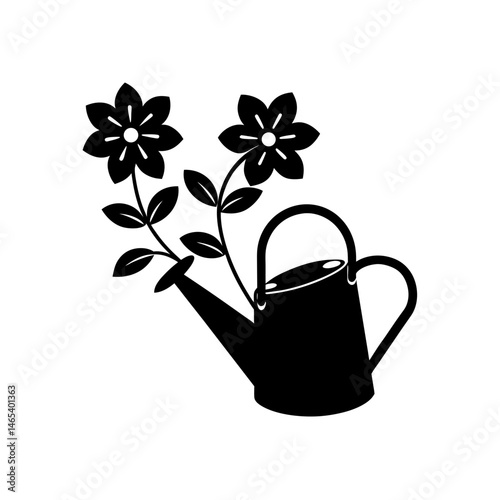watering can with flowers on white background  .svg