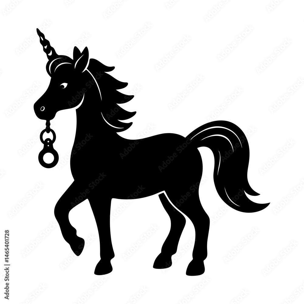 Obraz premium Unicorn Keychain silhouette vector