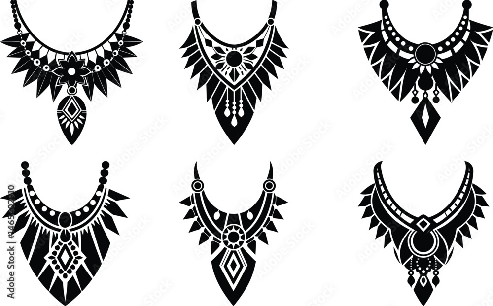 Obraz premium Tribal Jewelry silhouette vector