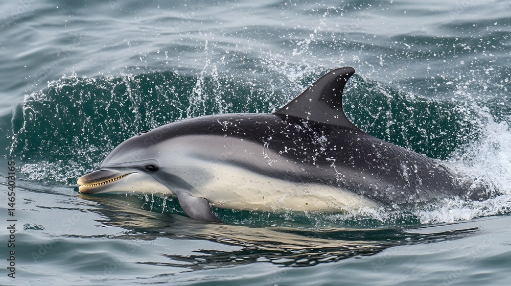 Fototapeta premium Striped Dolphin Ocean Wave Jumping Wildlife