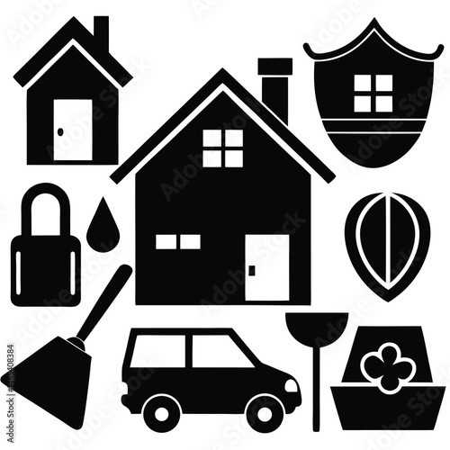 collection home icons  house symbol  set .