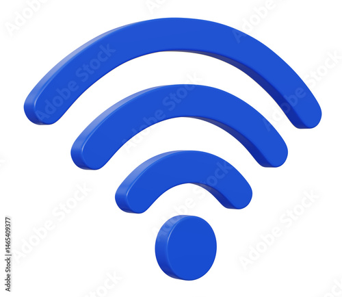 Wifi wireless network blue colorful 3d icon symbol isolated on white background, 3d illustration