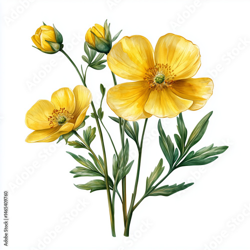 Wallpaper Mural Buttercup watercolor style, isolated on white background Torontodigital.ca