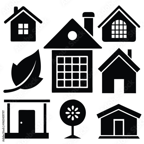 collection home icons  house symbol  set .