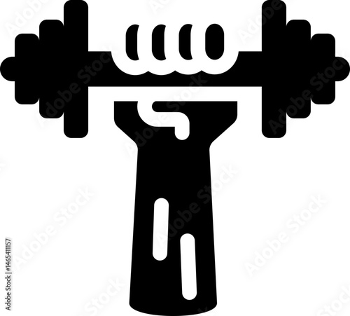 Fitness icon of hand holding dumbbell. Silhouette style.