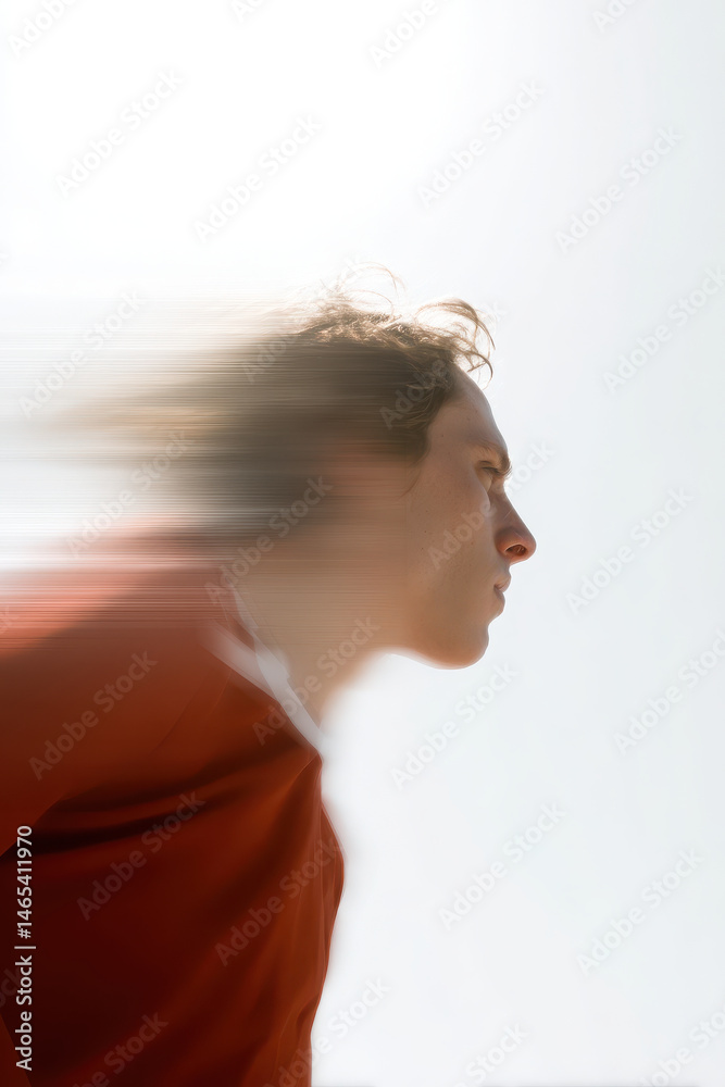 Fototapeta premium dynamic portrait of curling pair athlete captured in motion with random emotion