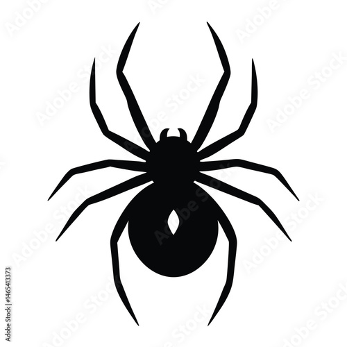 Dramatic black silhouette of a spider with an oval abdomen shape