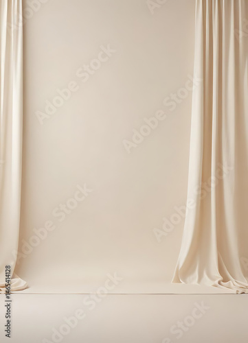  Beige Studio Background with Elegant Drape