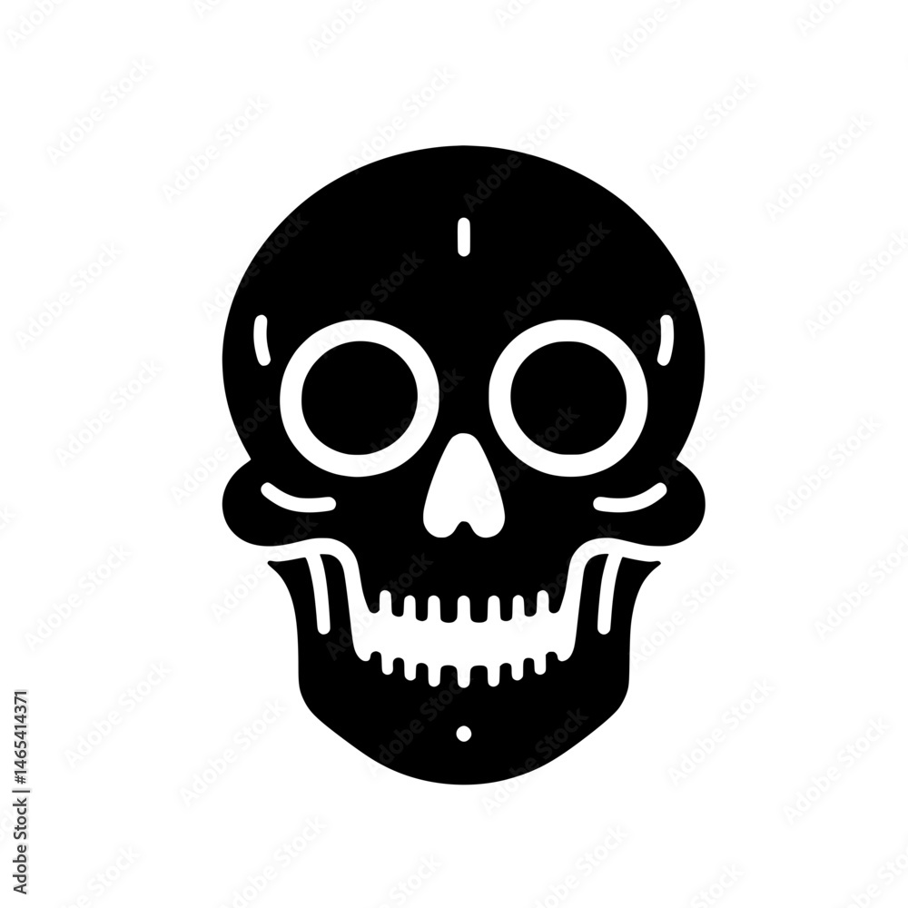 Obraz premium Flat Symmetrical Skull Vector Illustration 